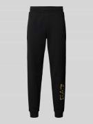 Sweatpants met elastische band en labelprint