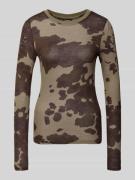 Shirt met lange mouwen en geribde ronde hals