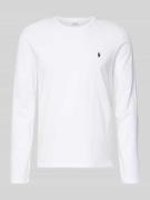 Katoenen shirt met lange mouwen en labelstitching