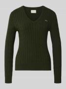 Gebreide pullover met V-hals en logostitching