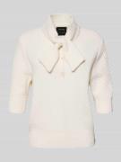 Gebreide pullover van een mix van scheerwol en kasjmier met strik