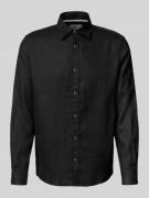 Regular fit linnen overhemd met sportmanchetten