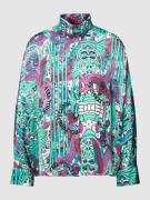 Blouse van viscose met all-over motief, model 'FEEL YOUR FEELINGS'