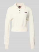 Kort gebreid poloshirt met alpacawol, model 'TJW FLUFFY POLO SWEATER'
