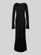 Maxi-jurk met geribde boothals