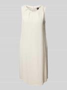 Knielange linnen jurk met labelapplicatie