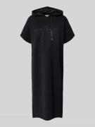 Sweatjurk met statementprint en capuchon