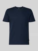 T-shirt met geribde ronde hals