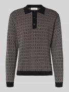 Slim fit pullover met polokraag, model 'Jacquard'