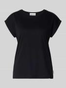 T-shirt met geribde ronde hals, model 'JILAANA'