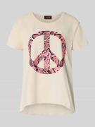Relaxed fit T-shirt met motiefprint, model 'Peace'
