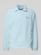 Sweatshirt van teddybont met platte kraag en knoopsluiting