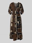 Midi-jurk van viscose met V-hals, model 'ROSALIE'