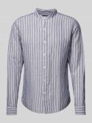 Slim fit linnen overhemd met opstaande kraag