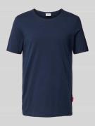 T-shirt met geribde ronde hals, model 'Cesare'