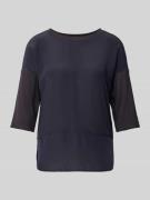 T-shirt met geribde ronde hals