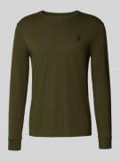 Regular fit shirt met lange mouwen en logostitching, model 'Jersey'