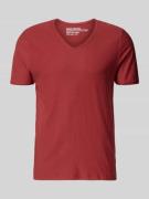 T-shirt met geribde ronde hals