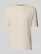 T-shirt met geribde ronde hals