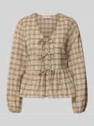 Slim fit blouse met lange mouwen van katoenmix