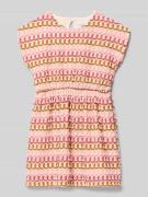 Jurk in all-over look met ronde hals