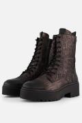 Lazamani Metallic Veterboots grijs Leer