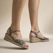 Tamaris Leopard Espadrilles met hak bruin Textiel