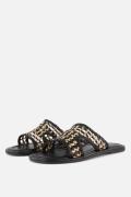 Cellini Raffia Slippers zwart Textiel