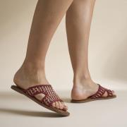 Cellini Raffia Slippers rood Textiel