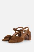 Linea Zeta sandalen met hak cognac Suède