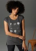 Aniston CASUAL T-shirt met een frontprint, gedeeltelijk glinsterende f...