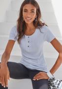 NU 25% KORTING: Lascana T-shirt in modieuze ribkwaliteit