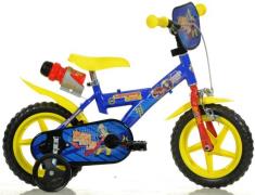 Dino Kinderfiets Brandweerman Sam 12 inch met zijwieltjes, drinkfles e...