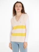 TOMMY JEANS Gebreide trui TJW STRIPE V-NECK VEST met tommy jeans-logob...