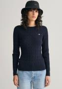 Gant Gebreide trui Stretch Cotton Cable C-Neck met logoborduursel op b...