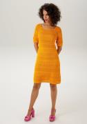 Aniston CASUAL Gebreide jurk in ajourmotief-mix - nieuwe collectie
