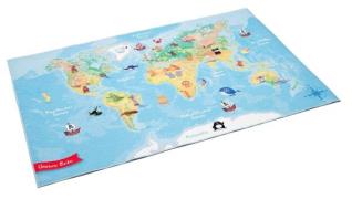 Böing Carpet Kindervloerkleed Wereldkaart gedessineerd, wasbaar, kinde...