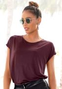 Lascana Shirt met korte mouwen in basic stijl, t-shirt van zachte visc...