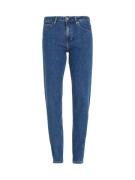 Calvin Klein Slim fit jeans MR SLIM - SOFT BLACK met leren merklabel a...