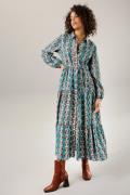 NU 25% KORTING: Aniston CASUAL Maxi-jurk nostalgische print versierd m...
