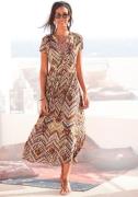 Lascana Midi-jurk met etnische print en rits aan de voorkant, zomerjur...