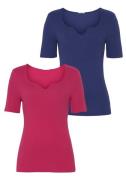 Vivance T-shirt met hartvormig decolleté (Set van 2)