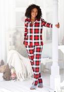NU 20% KORTING: Lascana Pyjama met ruitprint (2-delig, Incl. slaapmask...