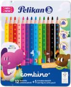 Pelikan Kleurpotlood Combino, 12 kleurpotloden +1 potlood in metalen e...