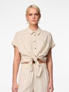 NU 20% KORTING: pieces Blouse met korte mouwen PCVINSTY SS LINEN TIE S...