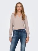 NU 20% KORTING: Only Shirt ONLMETTE V-NECK LS SMOCK TOP NOOS WVN