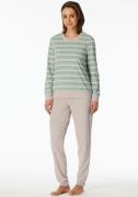 Schiesser Pyjama "Casual Essentials" met contrastbeleg bij de hals (2-...