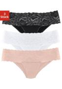 Vivance Brazilian slip van elastische katoen met florale kant (set, 3 ...