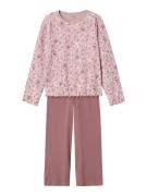 NU 20% KORTING: Name It Pyjama NKFNIGHTSET MAUVE FLOWER LOOSE RIB NOOS