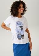 NU 20% KORTING: Aniston CASUAL T-shirt met zilverkleurige folieprint a...